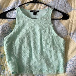 Lace light blue crop top